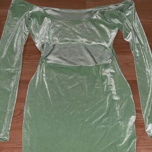 Custom Made Green Velour Dress